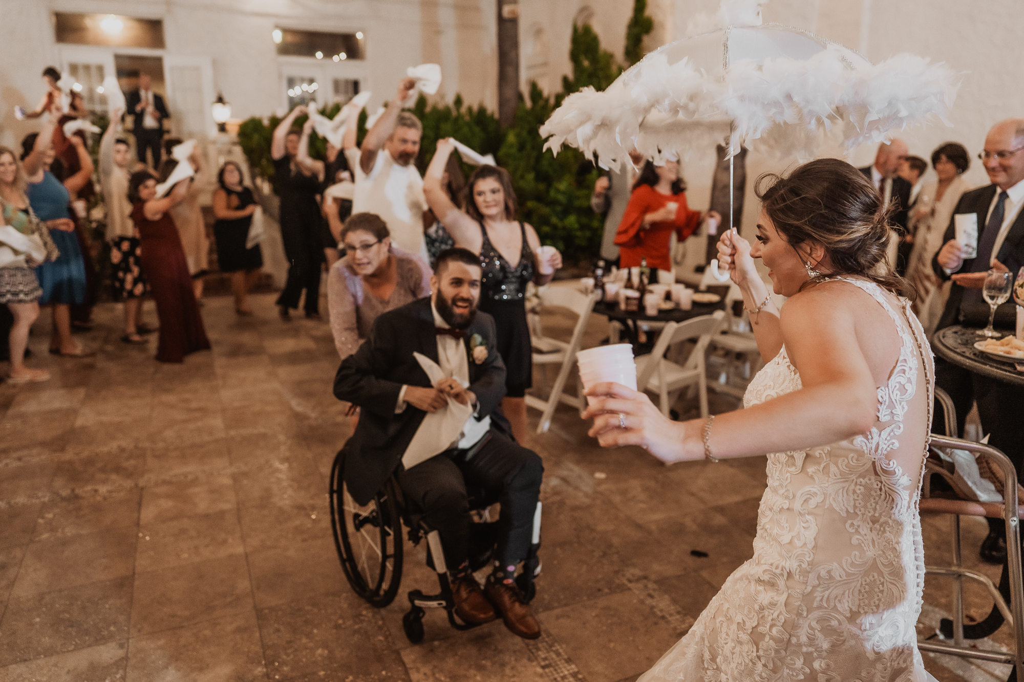 bride and groom dancing