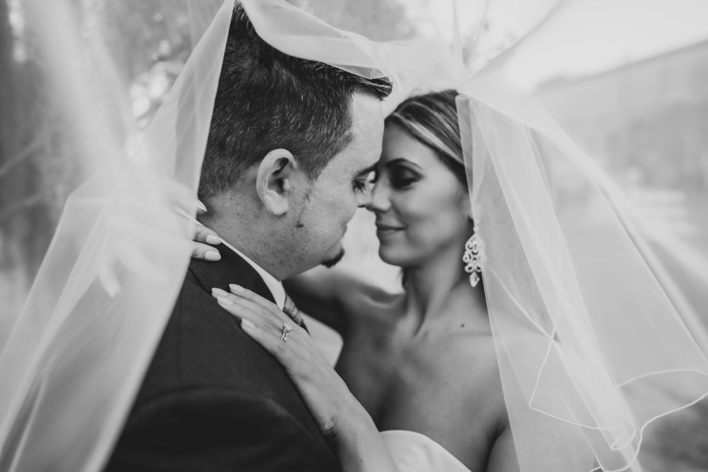 Top Wedding Photography Trends for 2024 - bride and groom veil shot