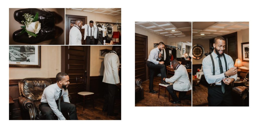 Groom getting ready at Treasury on the Plaza in St Augustine, FL