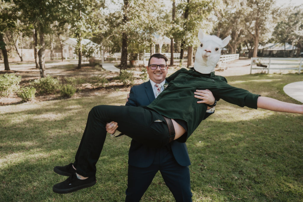 groom with llama at chandler  oaks