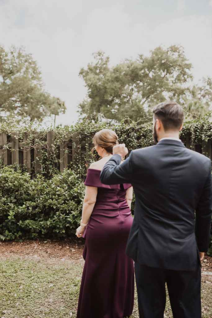 mom waiting on groom