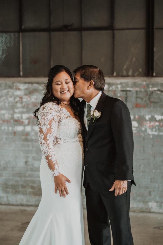 glass factory dad and bride