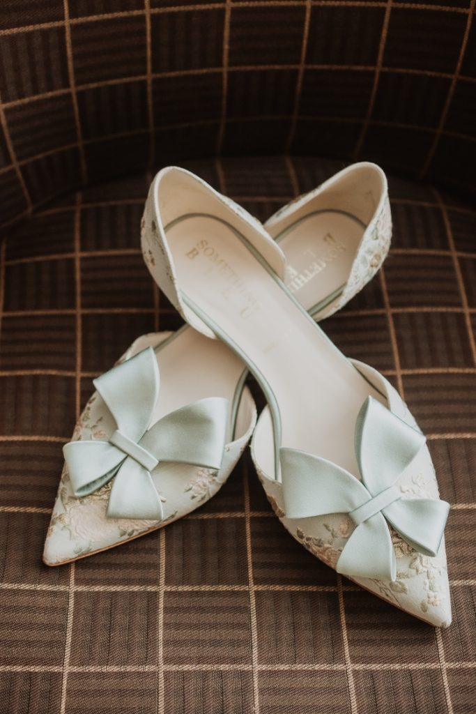 something blue - min blue lace wedding shoes